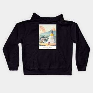 Abstract Chiang Mai Sunset Serenity - Retro Vintage Travel Kids Hoodie